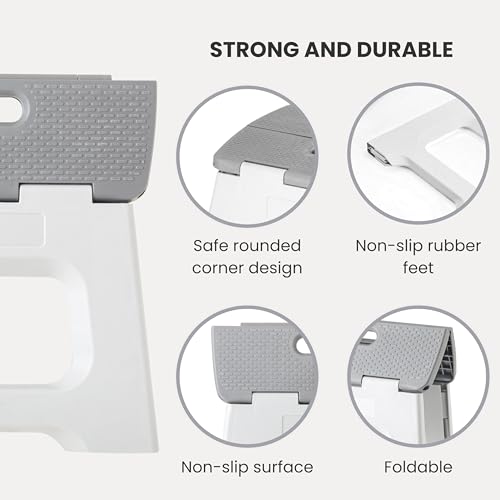 Vigar Compact Foldable Step Stool, 9-Inch, Gray - color: Gray, size: 9-Inches