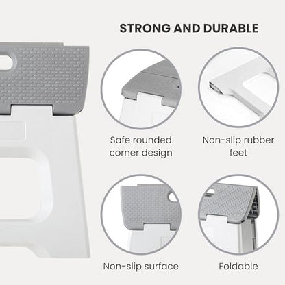 Vigar Compact Foldable Step Stool, 9-Inch, Gray - color: Gray, size: 9-Inches