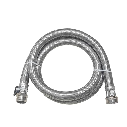 Short Kink-Free Garden Hose Extender, Braided Stainless Steel - size: 5FT, style: Male to Female