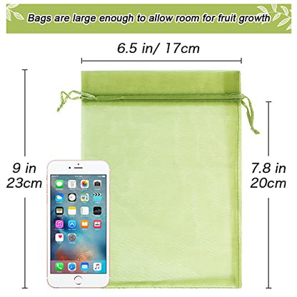 100pcs Fruit Protection Bags 6x9 inch, Green Netting Cover Bags Drawstring Mesh Fruit Protectors Pest Barrier for Tomato Mango Trees Veggies Garden (Pack of 2) - size: 6x9 inches (Pack of 2)