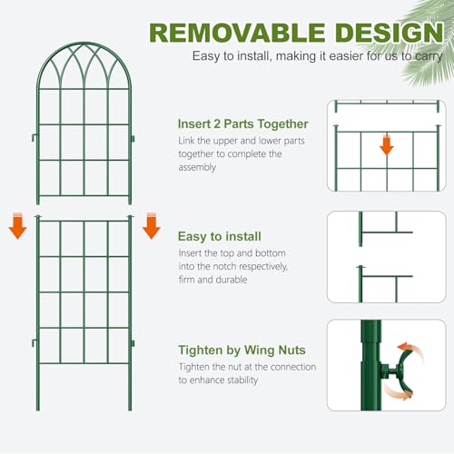 DoCred 4 Pack Garden Trellis for Climbing Plants, 59 Inch Metal Trellis - color: Green, size: 59''H x 16''W/4 Pack