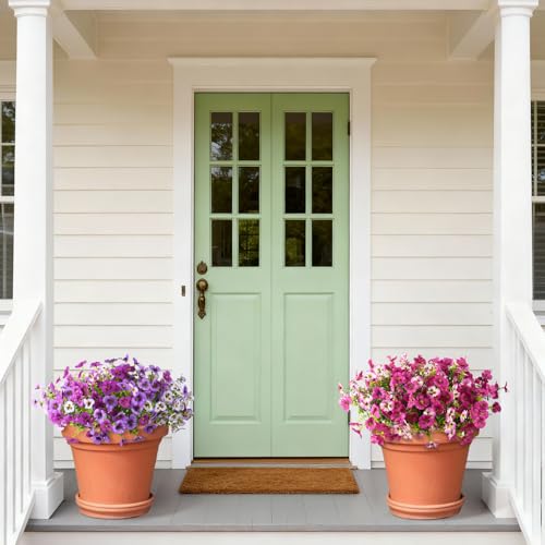 INQCMY Fake Artificial Pansy Flowers Plants for Outdoors UV Resistant - color: Gradient Double Pink