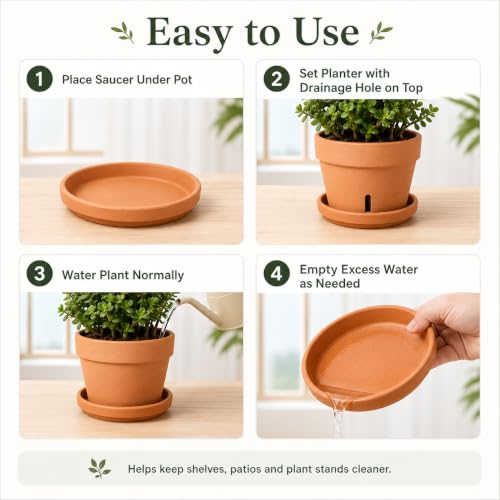 10 Inch Terracotta Round Plant Saucer, Natural Clay Drip Tray