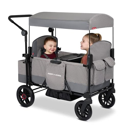 Radio Flyer Pathfinder 2-Seat Stroller Wagon, for Kids 6+ Months, UV Canopy - size: 2 Seats