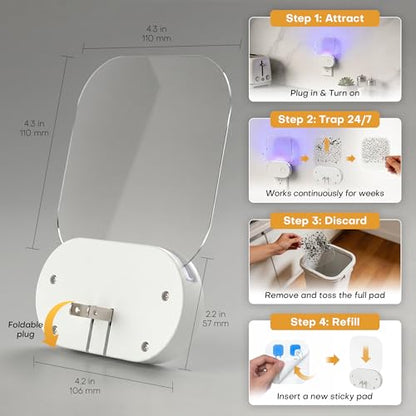 Upgraded Fly Trap Indoor with Light Sensor, 2P & 20 Sticky Glue Boards Included - Dual-Band UVA Plug in Gnat Traps for House Indoor, Effective Fruit Fly Trap for Indoors and Tiny Flying Insect