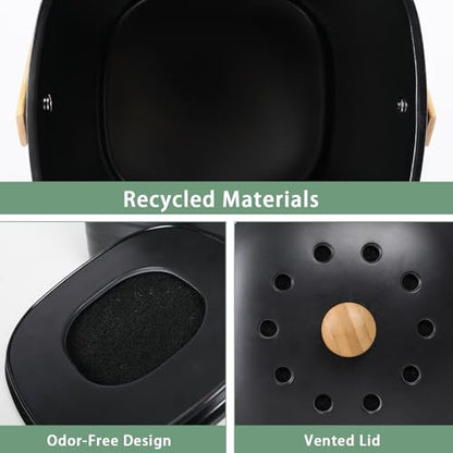 MUMTOP Compost Bin for Kitchen Countertop,1.4 Gal Bamboo Compost Container - color: B-Black