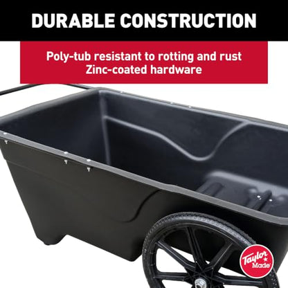 Taylor Made Dock Pro Dock Cart, 65 x 32 x 23-Inch, Ergonomic, Curved Handle, Marine Plastic Rim Wheels, 12 Cubic Feet, 350 lbs. Capacity, Hand Wheelbarrow for Garden, Landscape, Yard, Cargo - 1060