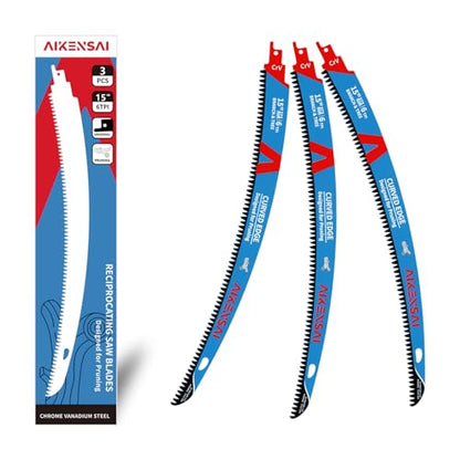 3-Piece 15 Inches Curved Pruning Reciprocating Saw Blades 6 TPI