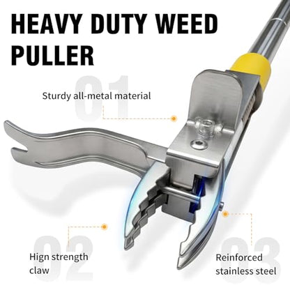 Stand Up Weed Puller Tool, Dual Eject, 4-Claw, 48" Long Handle