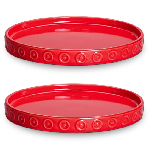 Eightpot 2 Pack Plant Plates to Catch Water, Plant Trays for Pots Indoor Outdoors, 7.5 Inch Plants Water Catcher Tray, Round Flower Pot Saucers, Modern Decorative Dishes to Catch Water, Red - color: Red, size: 7.5 Inch (2 Pack)
