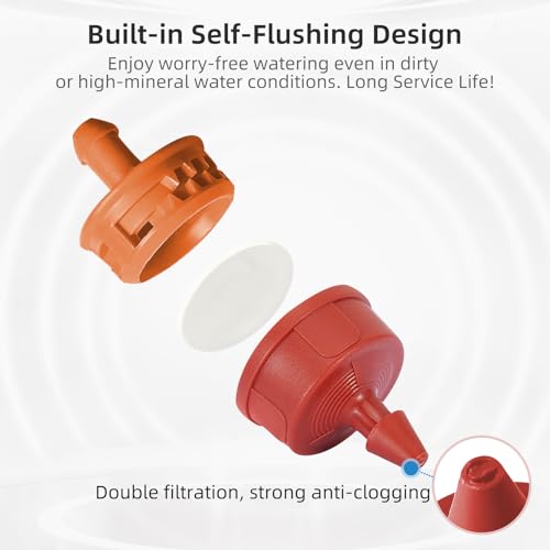 60PCS 3 GPH Pressure Compensating Drip Irrigation Spot Watering Drippers/Emitters, Self-Cleaning Constant Flow Drip Irrigation Emitters Heads Irrigation Drippers Parts for Drip Irrigation System - color: 60PCS, size: 3 GPH