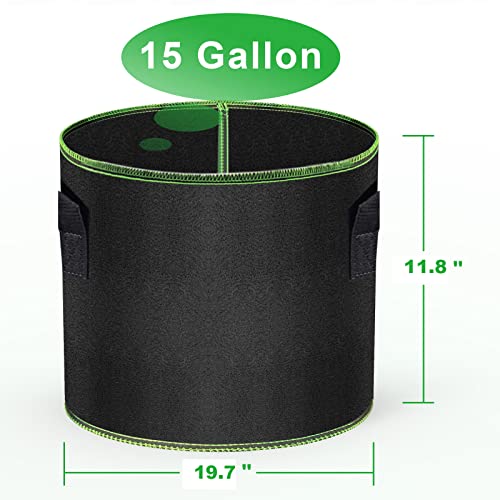 MEKOLIFE 6Pack 15 Gallon Grow Bags, Thick Nonwoven Fabric Pots with Handles - size: 6Pack(15 Gallon)