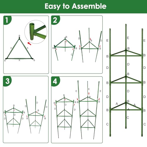 CEWOR 6 Pack Tomato Cage, 51.2 Inch Tall Adjustable Tomato Trellis - size: 51.2 Inch