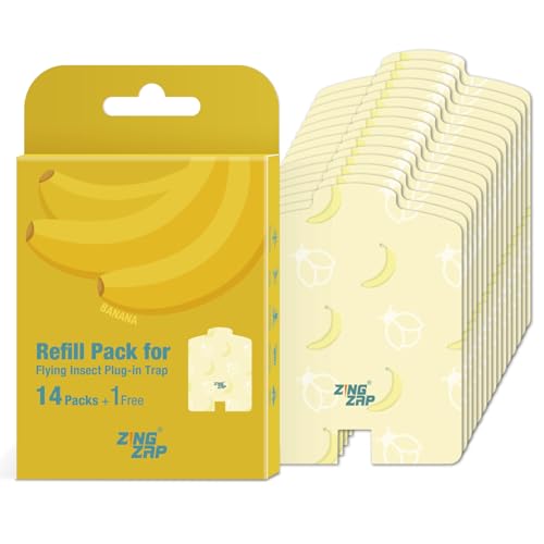 ZingZap Plug-in Flying Insect Trap Card 15 Ct Refill for Plug-in Flying Insect Trap Banana Scent, Captures House Flies, Fruit Flies, Gnats, Moths, Indoor Fly Catcher - size: Banana Refill