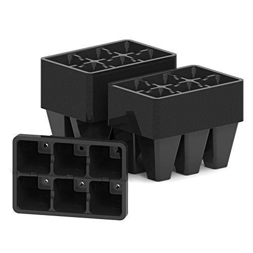 Gardzen 120 Pack 6 Cell Seed Starter Trays with Drainage Holes Black - color: Black, size: 120 Pcs