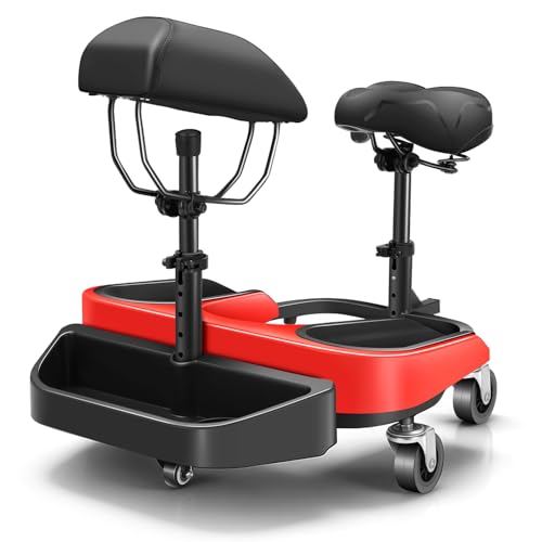 Auto Dynasty Kneeling/Sitting Creeper w/Seat & Chest Support, 300Lb Rolling