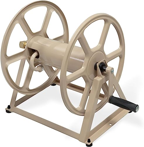 Liberty Garden 709 Steel Wall/Floor Mounted Hose Reel, Holds 200-Feet of 5/8-Inch Hose - Tan, 17.6 x 22 x 15 - color: Tan