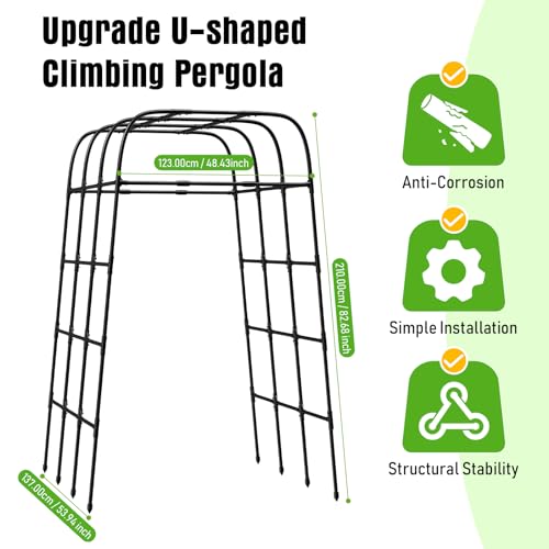 7FT Garden Trellis Arch for Climbing Plants – Tall Outdoor Metal Trellis for Vegetables, Peas, Tomatoes,﻿ Cucumber Trellis Arch & Vertical Garden Climber Plant Support for Vine Plants - size: 57.09 inch × 39.37 inch × 82.68 inch