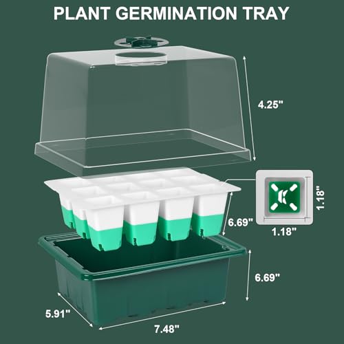 Sondiko Silicone Seed Starter Tray, 48 Cell Reusable Seed Starter Kit, Seedling Starter Trays with Humidity Dome, Mini Greenhouse Germination Kit, Perfect for Starting Vegetable, Flower & Herb Seeds - size: 48-Cell