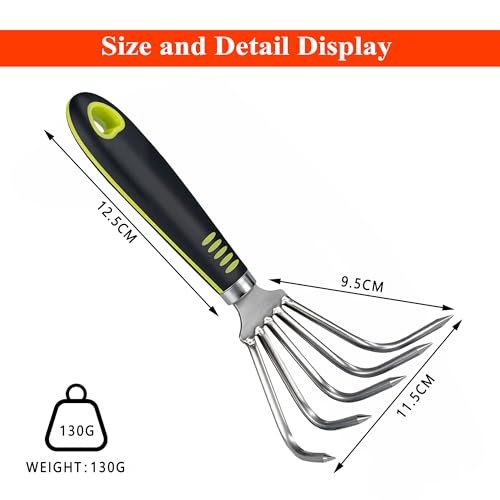 Garden Rake 5-Claw Landscape Dethatcher Thatching Beach Combing Rake for Digging Clam Shell Defoliation Hoe Garden Tool for Loosen The Soil (Green) - color: Green