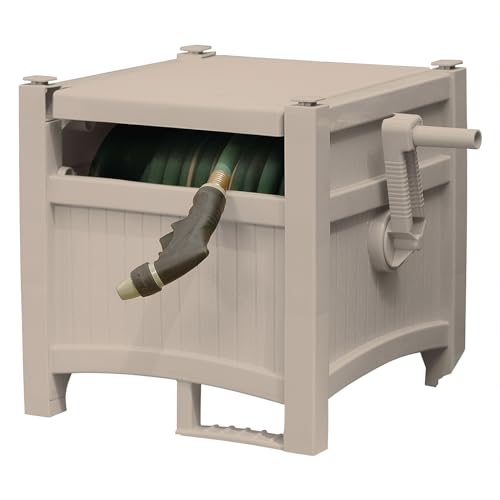 Suncast 100' Garden Hose Reel Hideaway for 5/8" Vinyl Hose, Light Taupe - size: 100' (Light Taupe)
