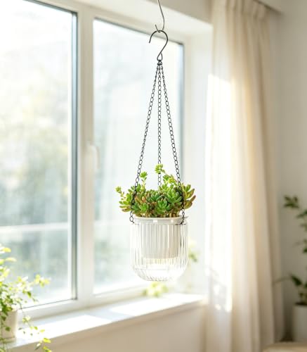 Josteve 4.5 Inch 2 Pcs Self Watering Hanging Planter Indoor Plant Pots Drainage Holes, Outdoor Small Hanging Planters Flower Pot Basket, Visible Water Level, Plant Hanger Home Decor, Gardening - color: White, size: 2*4.5 inch