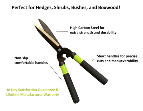 GARDEN GURU Hedge Shears Clippers for Trimming & Shaping Borders, Boxwood, Decorative Shrubs, Bushes, Grass – 15 inch High Carbon Steel Gardening Hedge Clippers & Shears with Comfort Grip Handles (2) - size: 2 Pack, style: Hedge Shears