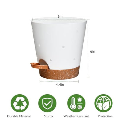 6 Inch Orchid Pot, 2 Pack Self Watering Plant Pots, Orchid Pots with Holes - color: White+brown