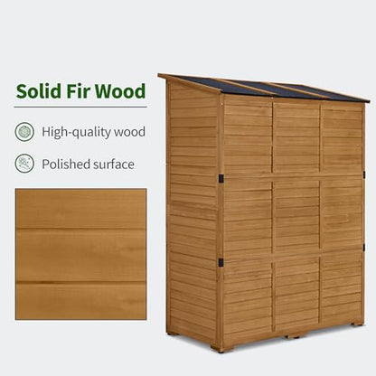Macrout Outdoor Storage Cabinet with Shelves, Wood Shed 1738 (Natural) - color: Natural