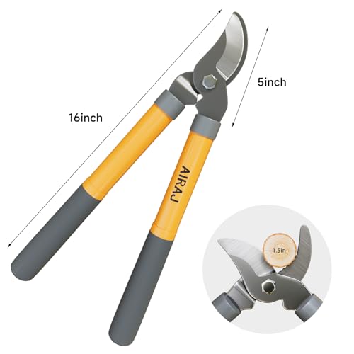 AIRAJ 16" Bypass Loppers for Gardening, 1.5" Cut Tree Trimmer Garden Tools - size: 16" Mini Loppers