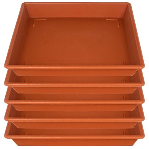 NIMYAU Square Plant Saucer 10 Inch 5 Pack, Plant Stand Flower Pot No Holes, Plant Trays for Pots Heavy Duty Plastic Plant Saucers for Indoors Outdoors Terracotta Plant Lover Gardening Gifts - color: Red, size: 10"-5Pack