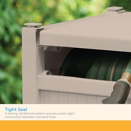 Suncast 100' Garden Hose Reel Hideaway for 5/8" Vinyl Hose, Light Taupe - size: 100' (Light Taupe)
