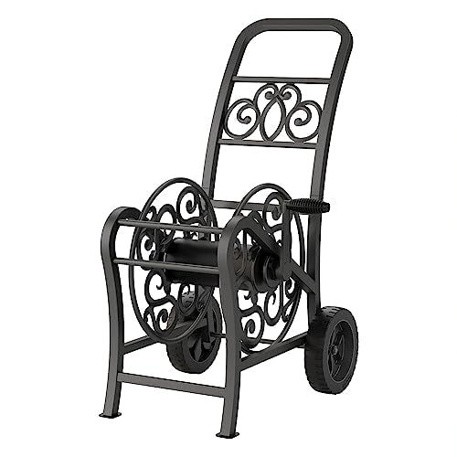 Suncast Metal Decorative 150' Hose Cart with Flat-Free Wheels and Foot Caps, Stylish Garden Hose Reel Cart for 150' of Standard Vinyl Hose, Made in the USA - size: 150 Feet