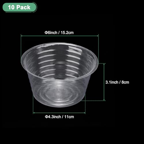 M METERXITY 10-Pack Plastic Plant Saucer, 6 Inch Clear Thin Plant Saucer Drip Tray for Indoor/Outdoor, Planter Liners Nursery Pots - size: 6 Inch