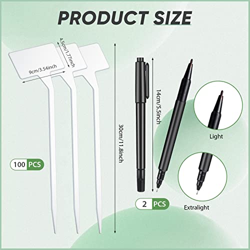 Yinkin 100 Pcs Large Plant Label Signs 11.8 Inch Plant Markers Plastic Garden Label Stakes Waterproof T Type Tags Nursery Garden Signs with Marker Pen for Flower Herb Pot(White) - color: White