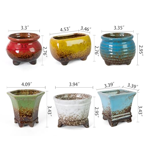ARTKETTY Succulent Pots, Small Plant Pot with Drainage, Ceramic Planters - color: Colorful-c