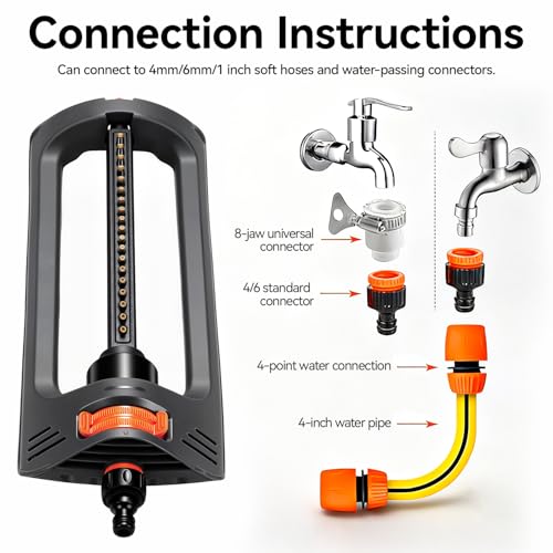Oscillating Lawn Sprinkler for Yard & Garden - Heavy Duty Water Sprinkler with Weighted Base, Covers up to 3,200 sq. ft., Model QK 95323