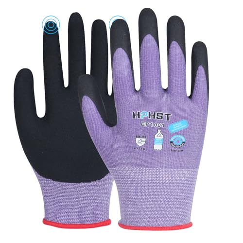 Work Gloves for Women, Eco Friendly Safety Work Gloves with Breathable Rubber Coated, Smart Touch,3 Pairs - color: Purple, size: Medium