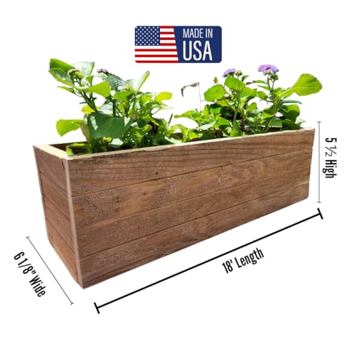 Handmade Rustic Cedar Herb Window Planter Box – Wooden Window & Railing Planter for Indoor or Outdoor Use, Made in USA (18) - size: 18 inch
