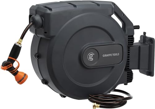 Giraffe Tools Retractable Garden Hose Reel 1/2"155FT Auto Rewind - size: 1/2 155FT