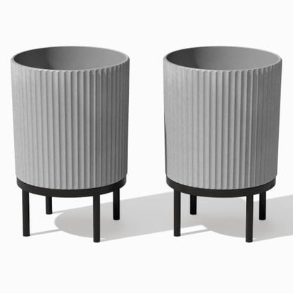 Veradek Demi Series Raised Planter - Round Planter with Stand - color: Gray/Black, size: 12 inch - 2 Pack