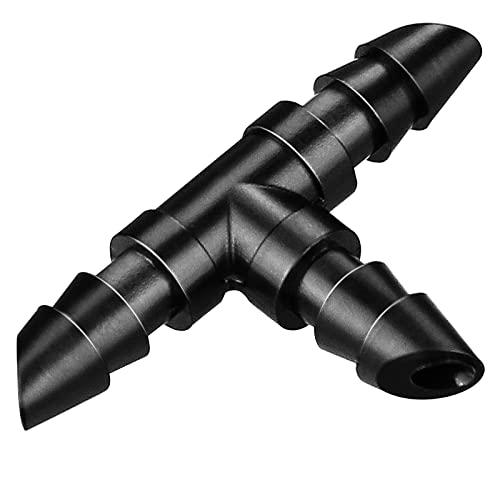 Gardrip Drip Irrigation Tee Fittings：100 Pieces Barbed Tee Irrigation Parts with Sharp End Fits for 1/4 Inch Drip Irrigation Tubing Drip Line T Connectors for Garden Lawn System - color: Tee-100P