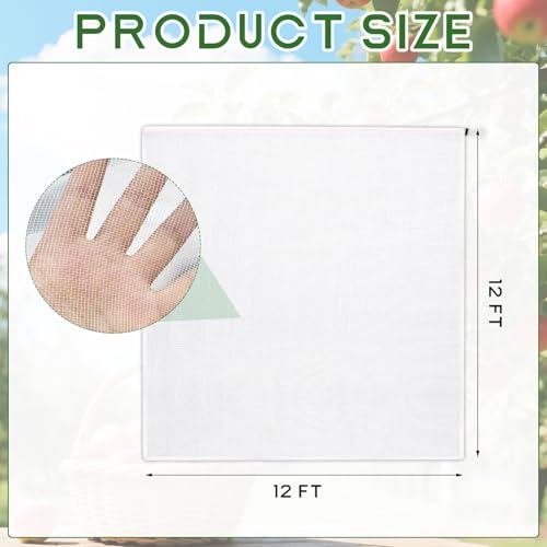12X12 Feet Large Fruit Tree Netting Garden Netting with Zipper and Drawstring Plant Netting Insect Bird Cover for Fruits Vegetables Tree Garden Shrubs Protection - size: 12x12FT