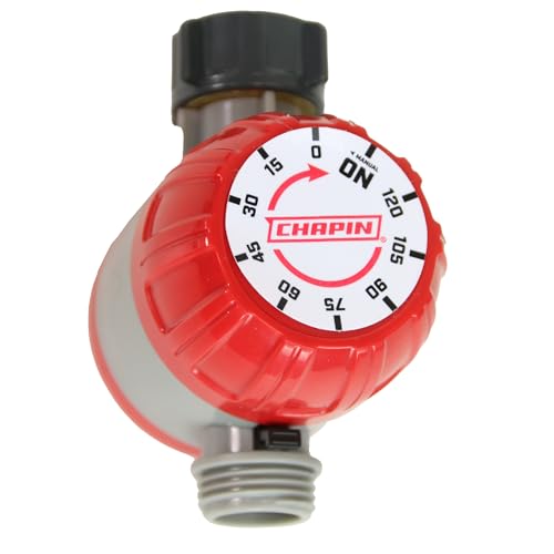 Chapin 41004: Mechanical Water Timer, Up to 120 Minutes of Watering, for Lawn and Gardens, Fits Standard Garden Hoses, Red/Gray - style: Mechanical Timer