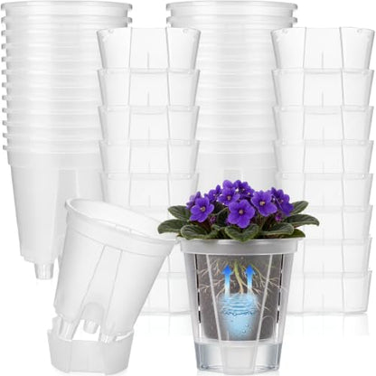24 Pcs 4.72" Self Watering Pots for Indoor, Clear - color: Clear