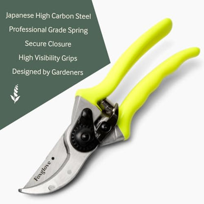 Foxglove Pruning Shears - Bypass Hand Pruners, Japanese SK5 Blades Shears