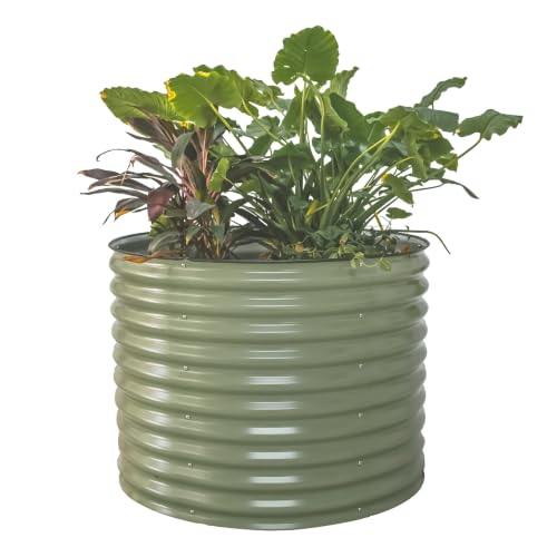 Vego garden 32" Tall 42" Round Raised Garden Bed Raised Bed Planter Box for Vegetables Flowers Patio-Olive Green - color: Olive Green, size: 1IN1 Round