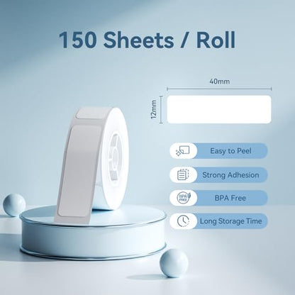 NIIMBOT Thermal Transfer Labels 0.47''x1.57'', Only for N1(B18) Label Maker - color: 0.47''×1.57''-white
