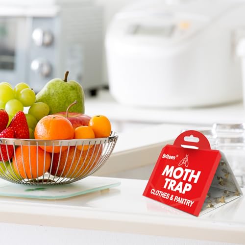 Pantry Moth Traps 10-Pack Safe and Effective for Food and Clothing- Glue Traps with Pheromones for Wool Closet Carpet Food and Cupboard K10 - color: Red