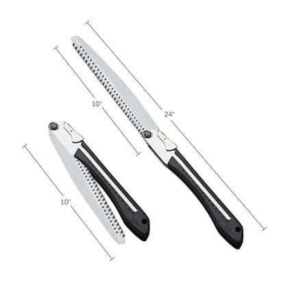 Folding Hand Saw for Wood Cutting, Camping, or Landscaping - 10” Japanese Folding Pruning Saw Tree Trimmer Branch Cutter with Razor Teeth and SK5 Steel Blade for Gardening by Kings County Tools